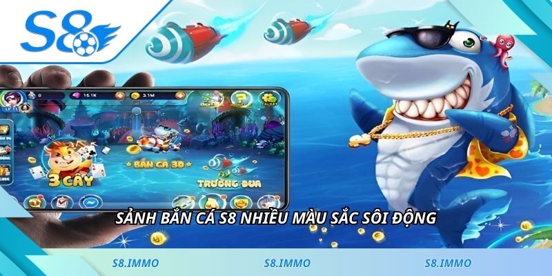 Sảnh bắn cá S8 nhiều màu sắc sôi động